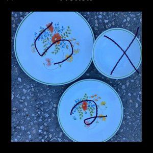 Vintage Corelle Wildflower Poppies Meadow 5 Dinner 2 Luncheon Plates Dishes